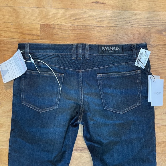NWT Balmain Slim Biker Jeans Dark Wash - Picture 6 of 6